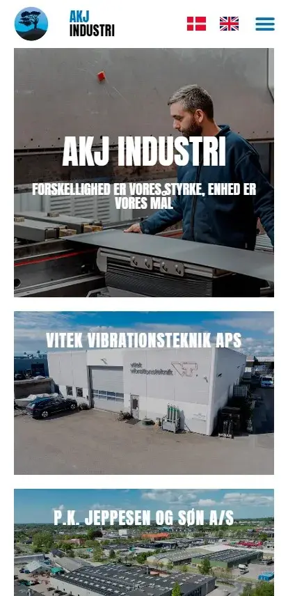 AKJ Industri – mobilvisning uden telefonramme