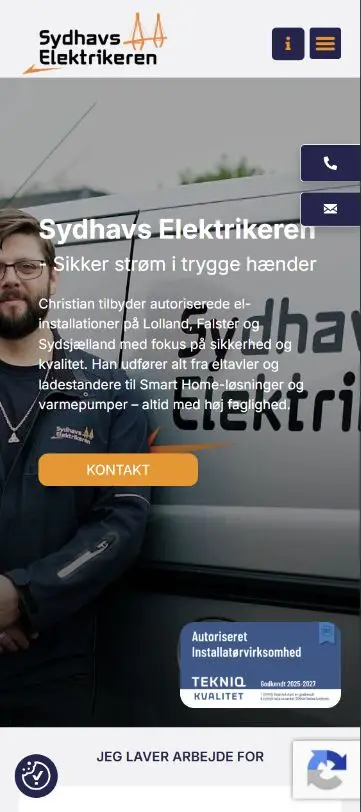 Sydhavselektrikeren – hjemmesidens mobilvisning